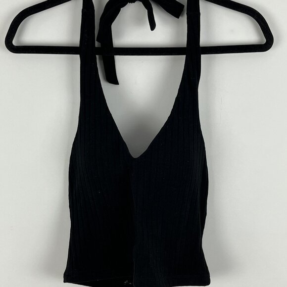 Mooloola Top Camisole Size 10 Black Sleeveless Halter Neck Cropped Lined Stretch - Picture 1 of 9